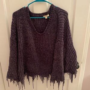 Navy fringe sweater
